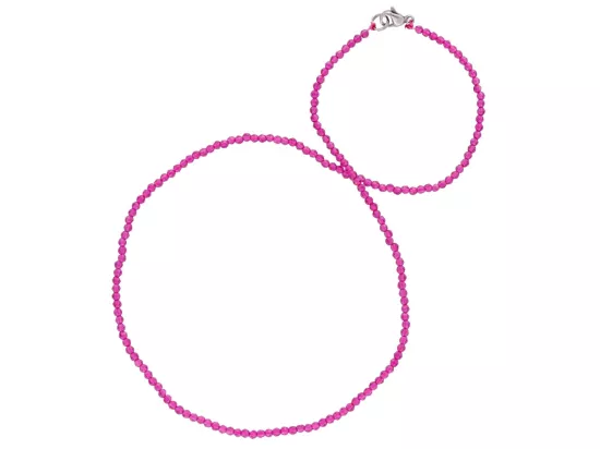 N2P17 NASZYJNIK CZERWONY SPINEL KULE FASETOWANE 2 mm