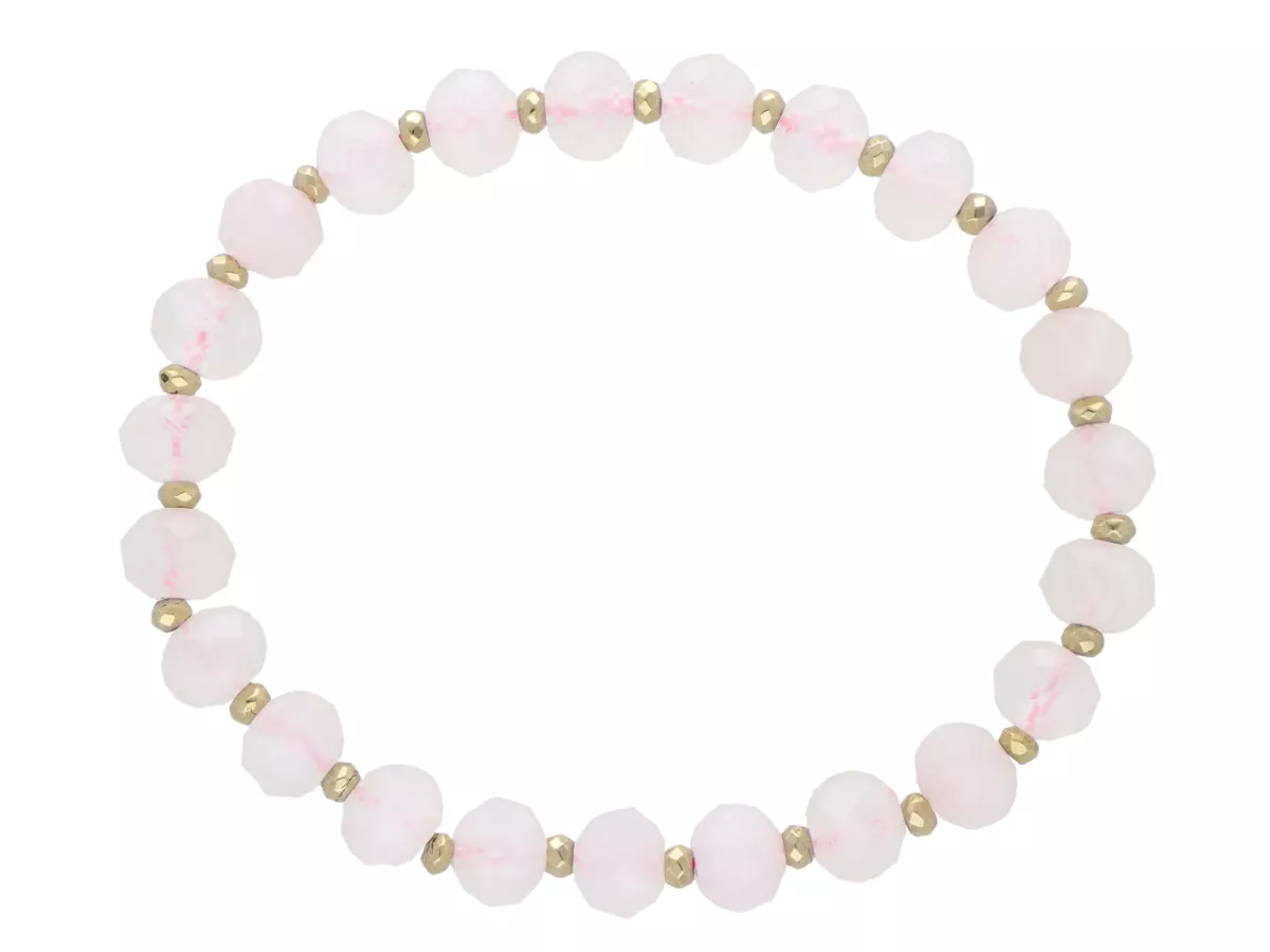 R5E70 BRANSOLETKA KWARC RÓŻOWY I HEMATYT