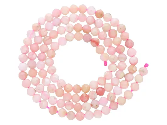 K6U98 OPAL RÓŻOWY KULE FASETOWANE 3,5 mm - 1 SZNUR