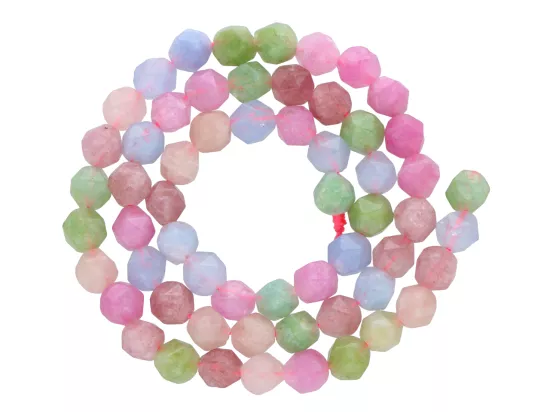 K7K02 JADEIT TURMALINOWY DIAMENTOWY FASETOWANY KULE 6 mm -1 SZNUR