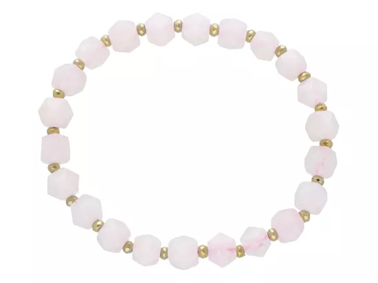 R5E38 BRANSOLETKA KWARC RÓŻOWY I HEMATYT