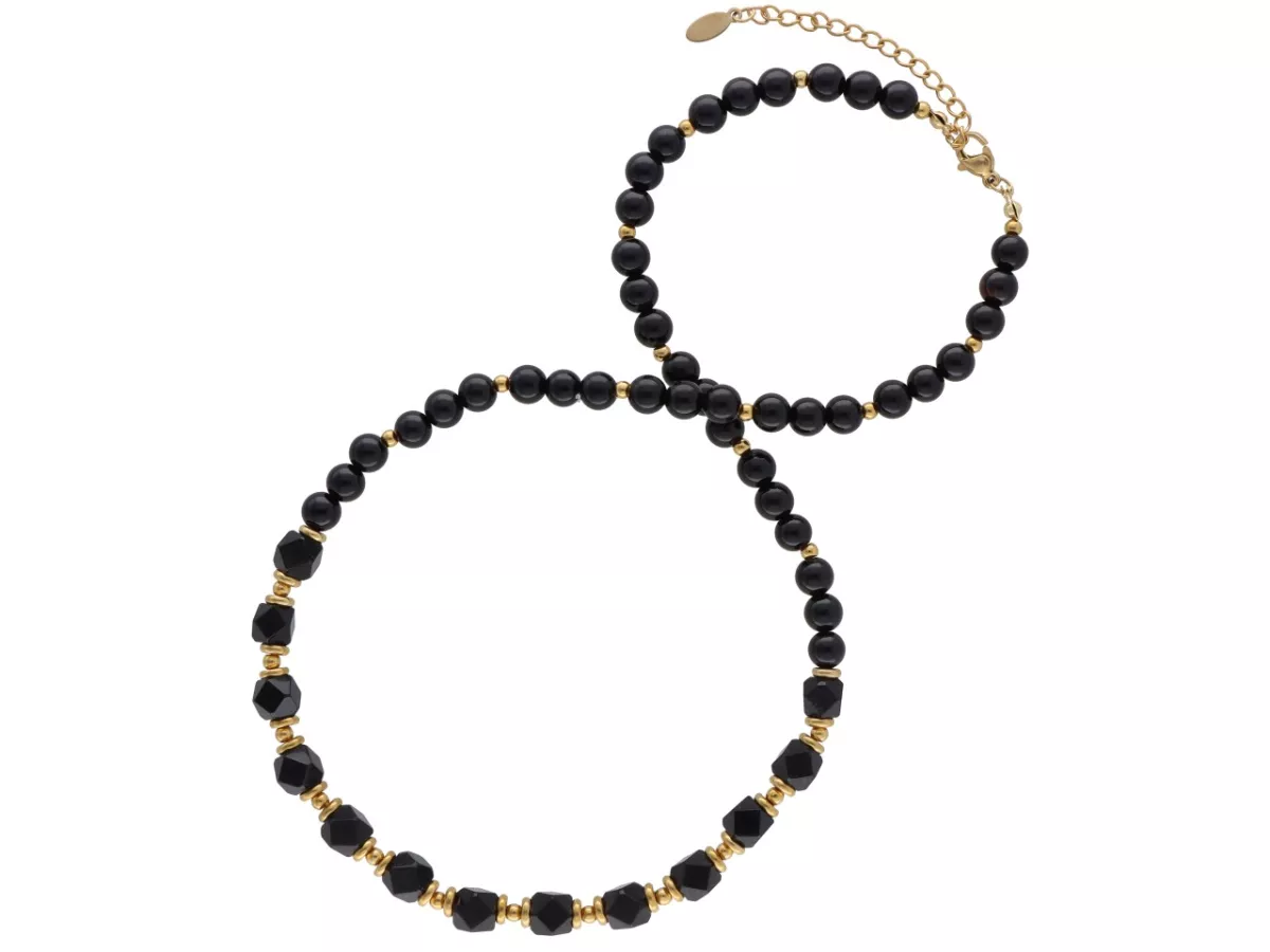 N3P49 NASZYJNIK AGAT CZARNY I STAL CHIRURGICZNA