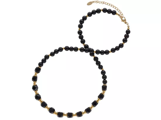 N3P49 NASZYJNIK AGAT CZARNY I STAL CHIRURGICZNA