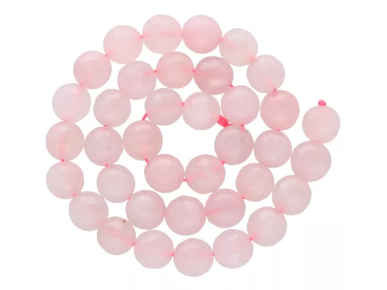 K6L26 KWARC RÓŻOWY KULE FASETOWANE 10 mm - 1 SZNUR