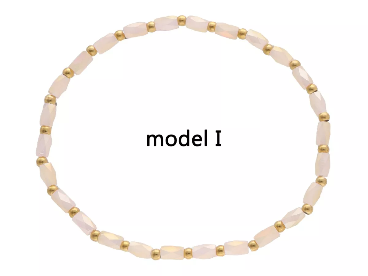 R4S56 BRANSOLETKA KRYSZTAŁKI I STAL CHIRURGICZNA NA GUMCE