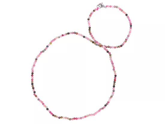 N2P19 NASZYJNIK TURMALIN KULE FASETOWANE 2,5 mm