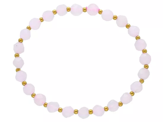 R4M10 BRANSOLETKA KWARC RÓŻOWY DIAMENTOWY KULE FASETOWANE 6 mm