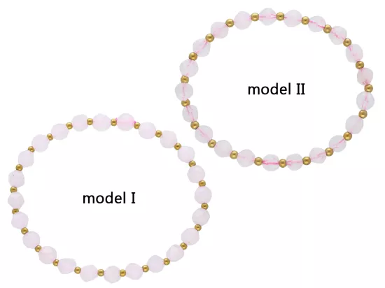 R4M10 BRANSOLETKA KWARC RÓŻOWY DIAMENTOWY KULE FASETOWANE 6 mm
