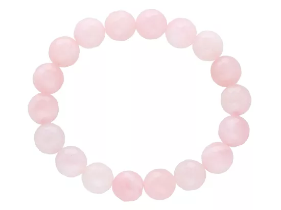 R2S59 BRANSOLETKA KWARC RÓŻOWY KULE FASETOWANE 10 mm