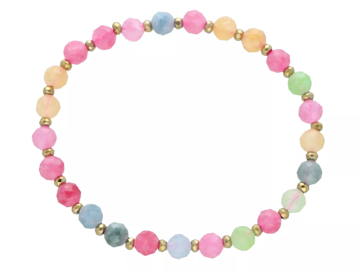 R5B68 BRANSOLETKA JADEIT TURMALINOWY I HEMATYT