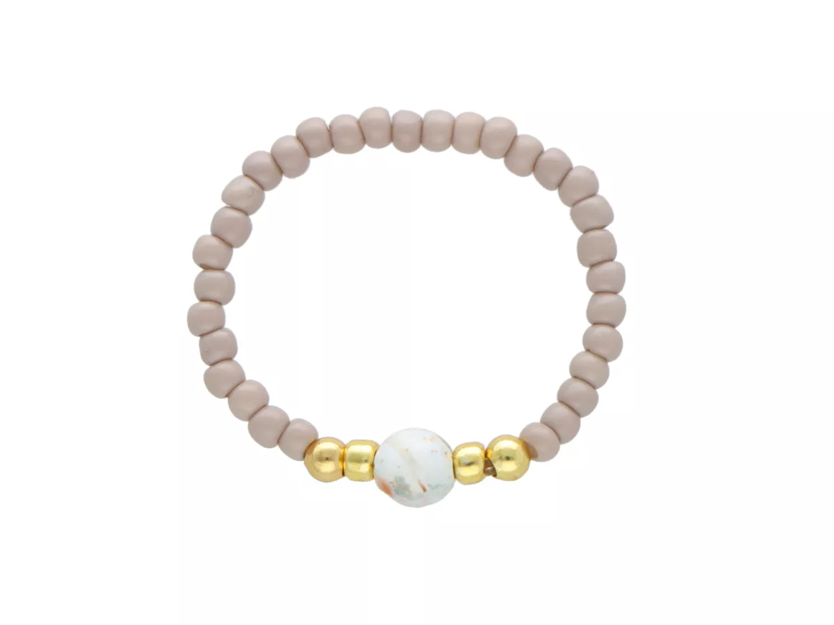 R5A90 PIERŚCIONEK AGAT I KORALIKI TOHO