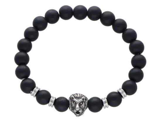 R4N49 BRANSOLETKA ONYKS MATOWY KULE 8 mm