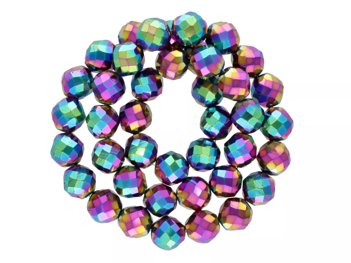 K6H09H HEMATYT KULE FASETOWANE 10 mm - 5 SZNURÓW - ZESTAW