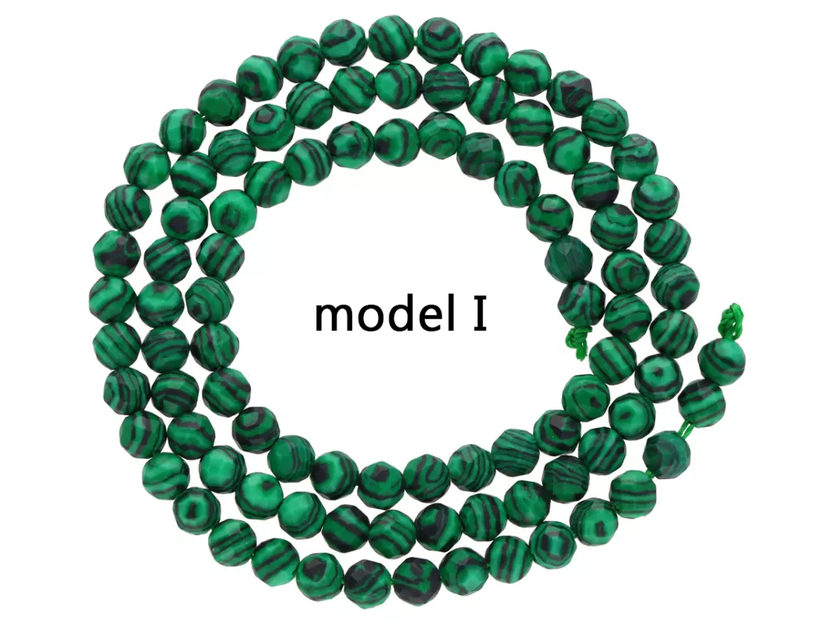 K7A52 MALACHIT KULE FASETOWANE 4 mm - 1 SZNUR