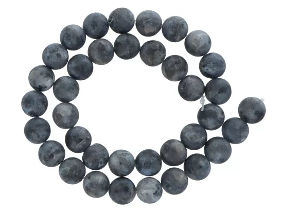 K6S63 CZARNY LABRADORYT KULE MATOWE 10,5 mm 1 SZNUR