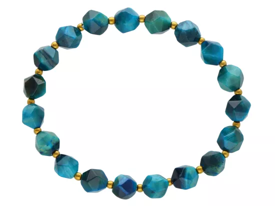 R4M28 BRANSOLETKA TYGRYSIE OKO TURKUSOWE KULE FASETOWANE 8 mm