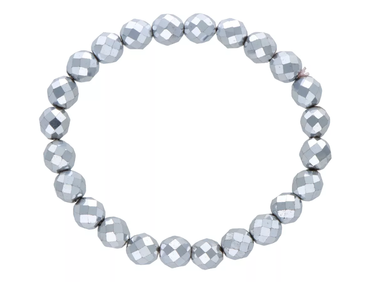 R3O05 BRANSOLETKA HEMATYT KULE FASETOWANE 8 mm