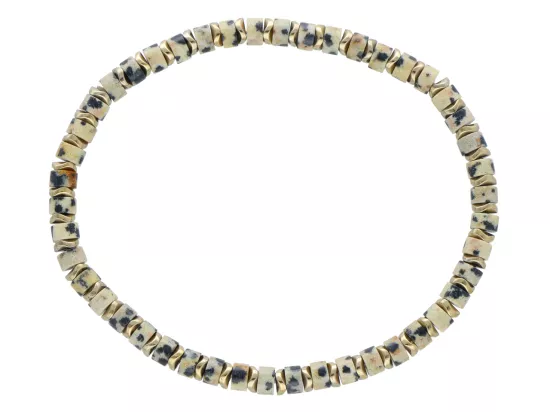 R4U64 BRANSOLETKA JASPIS DALMATYŃSKI I HEMATYT