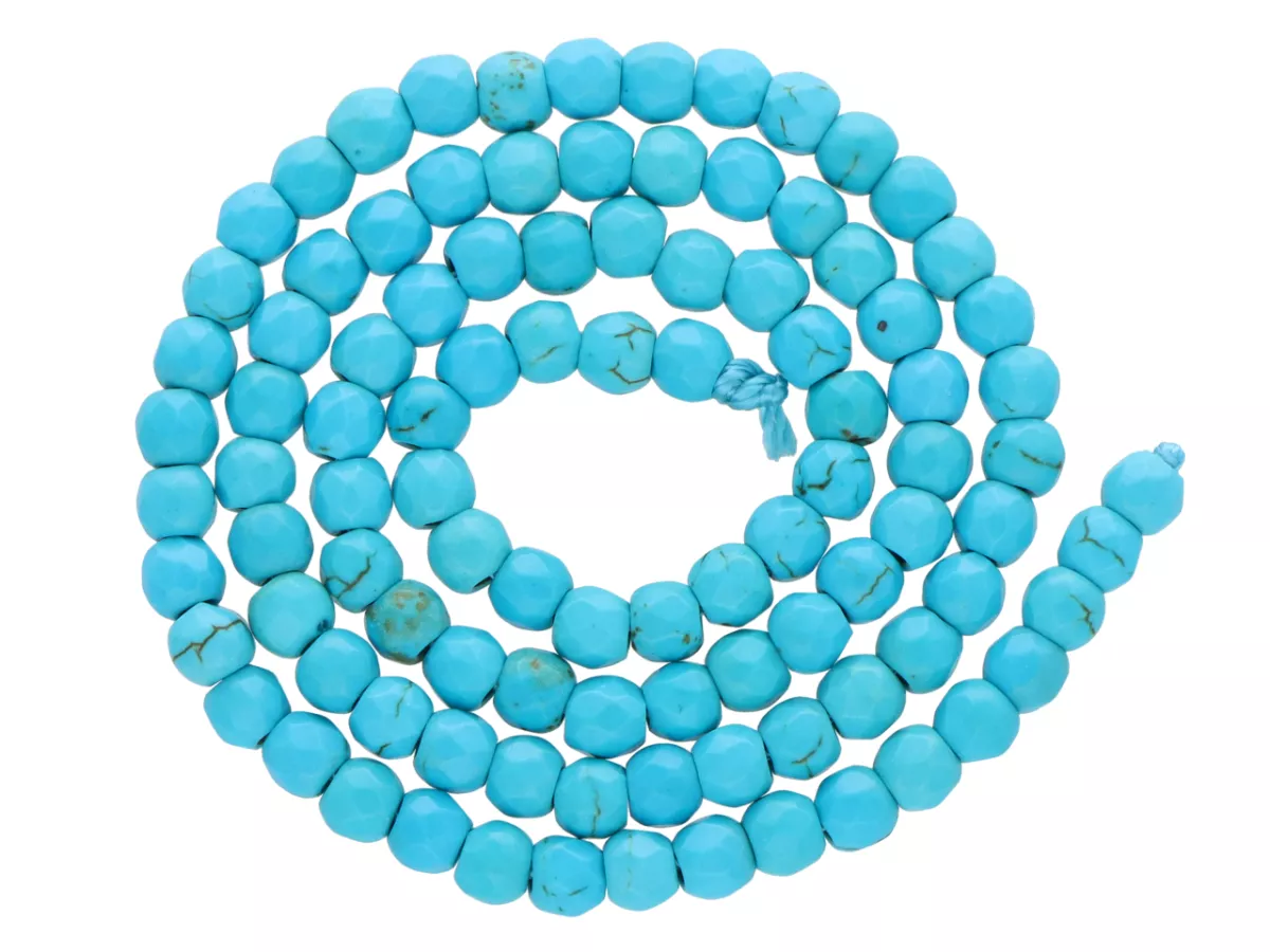 K6Y23 TURKUS KULE FASETOWANE 4 mm - 1 SZNUR