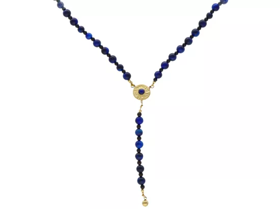 N3K22 NASZYJNIK TYGRYSIE OKO NIEBIESKIE I STAL CHIRURGICZNA