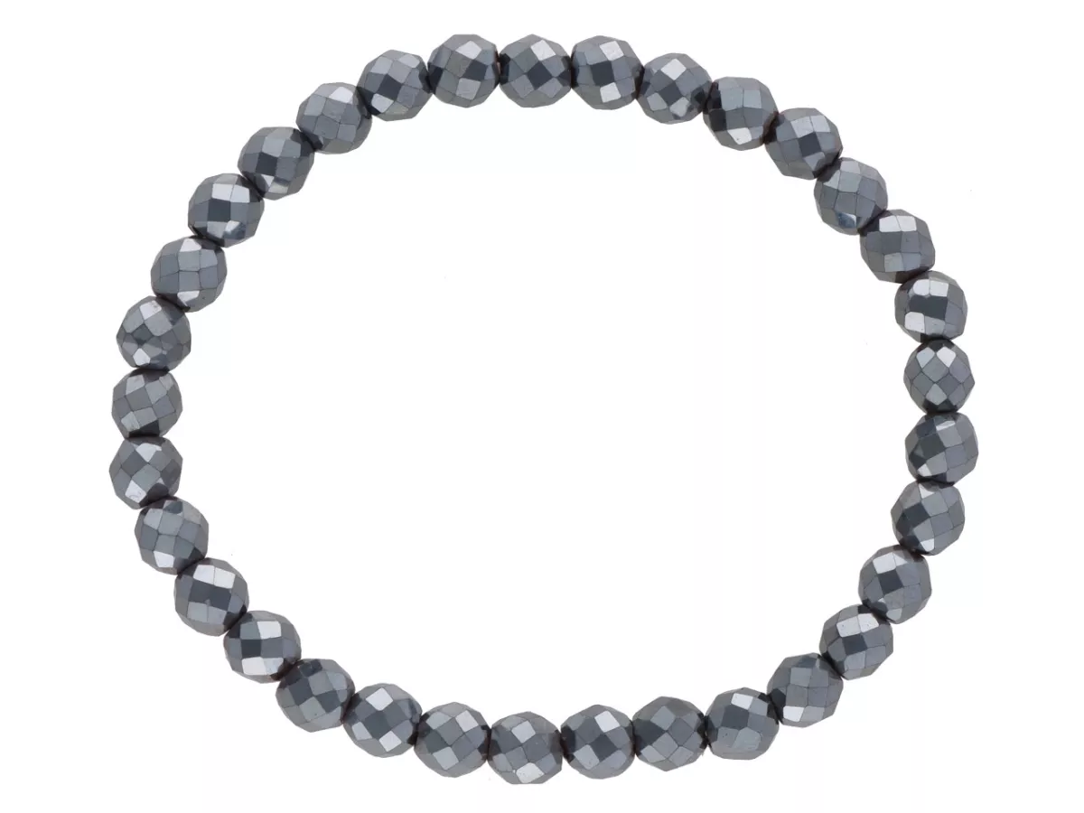 R2F97 BRANSOLETKA HEMATYT KULE FASETOWANE 6 mm