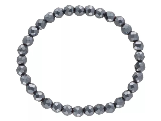R2F97 BRANSOLETKA HEMATYT KULE FASETOWANE 6 mm