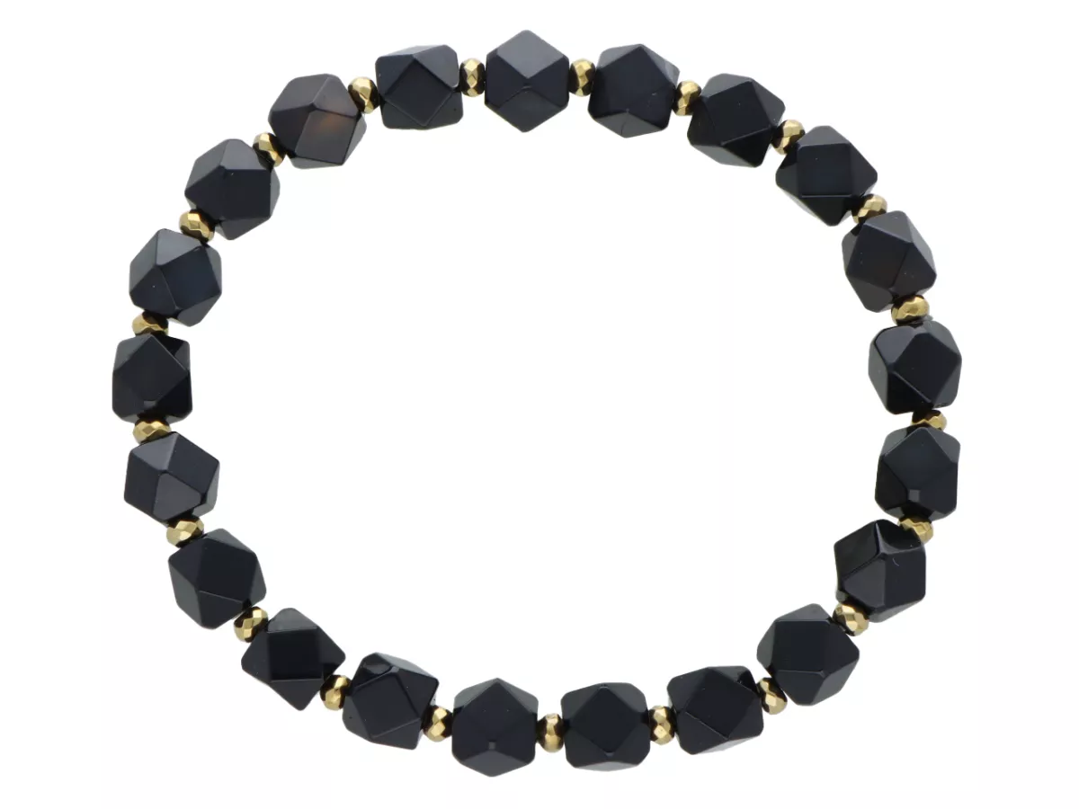 R5C21 BRANSOLETKA AGAT CZARNY I HEMATYT