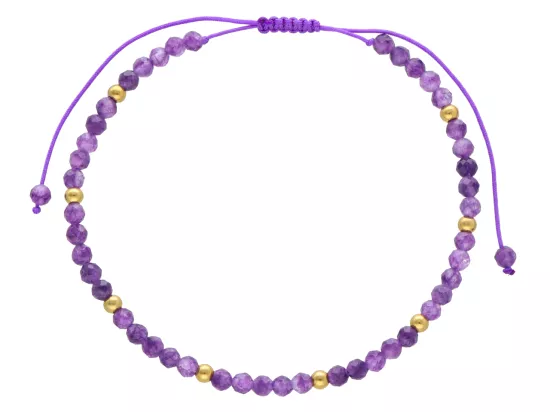R4O04 BRANSOLETKA SHAMBALLA AMETYST I STAL CHIRURGICZNA