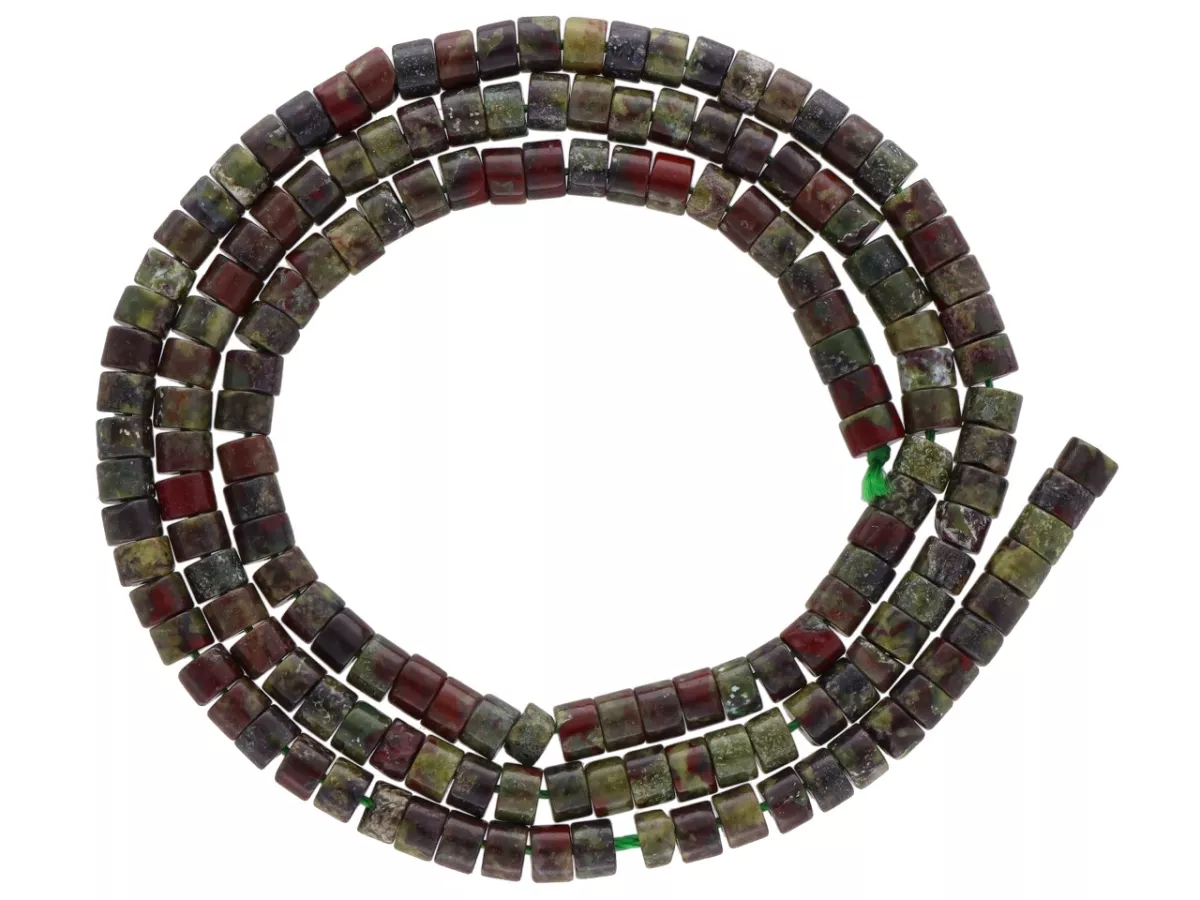 K7R72 JASPIS SMOCZA KREW WALEC 3/2 mm  - 1 SZNUR