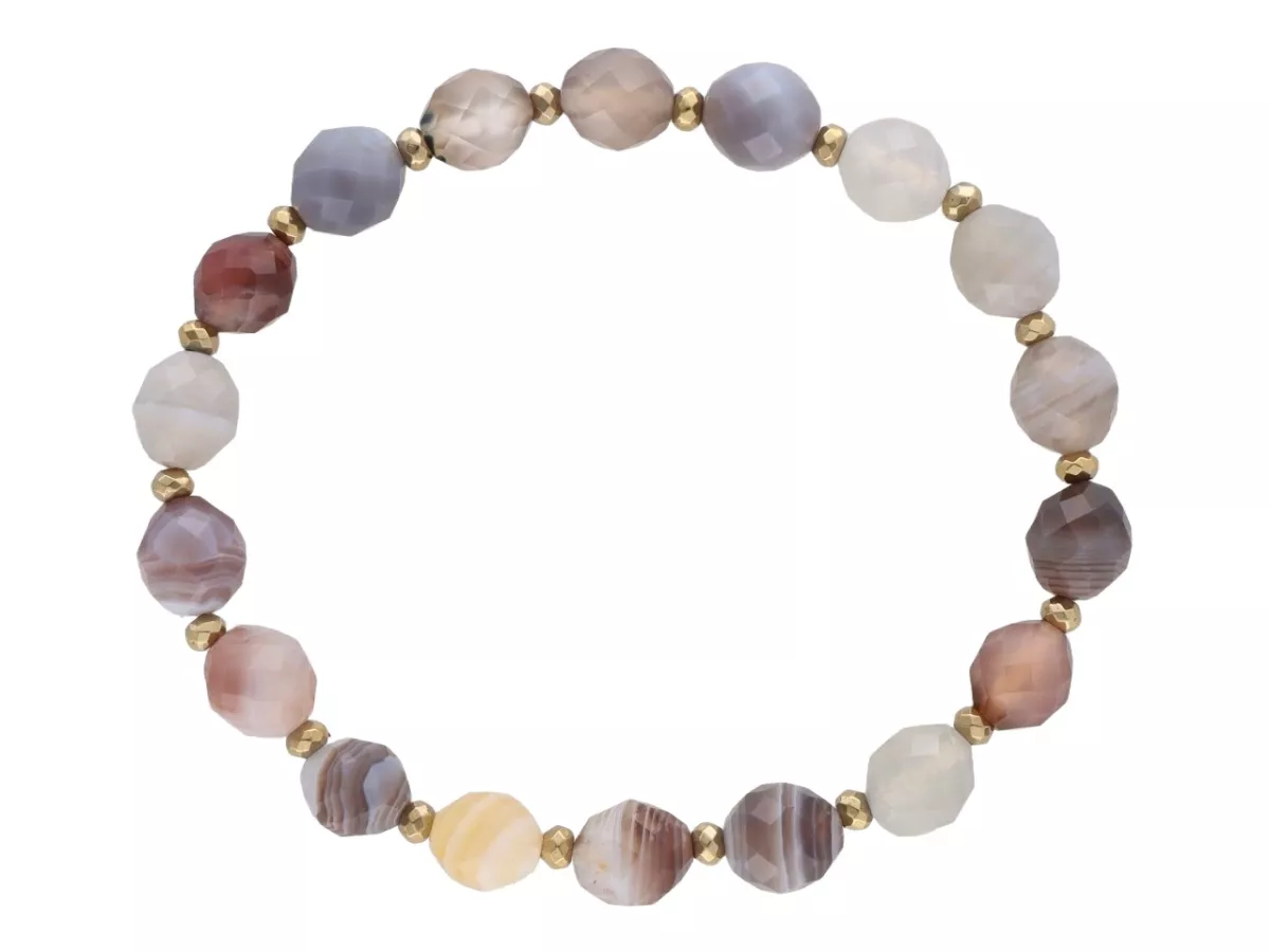 R4U46 BRANSOLETKA AGAT BOTSWANA OWAL FASETOWANY 7/8 mm
