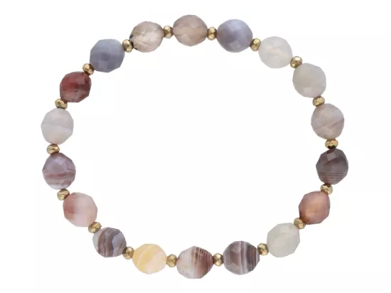 R4U46 BRANSOLETKA AGAT BOTSWANA OWAL FASETOWANY 7/8 mm