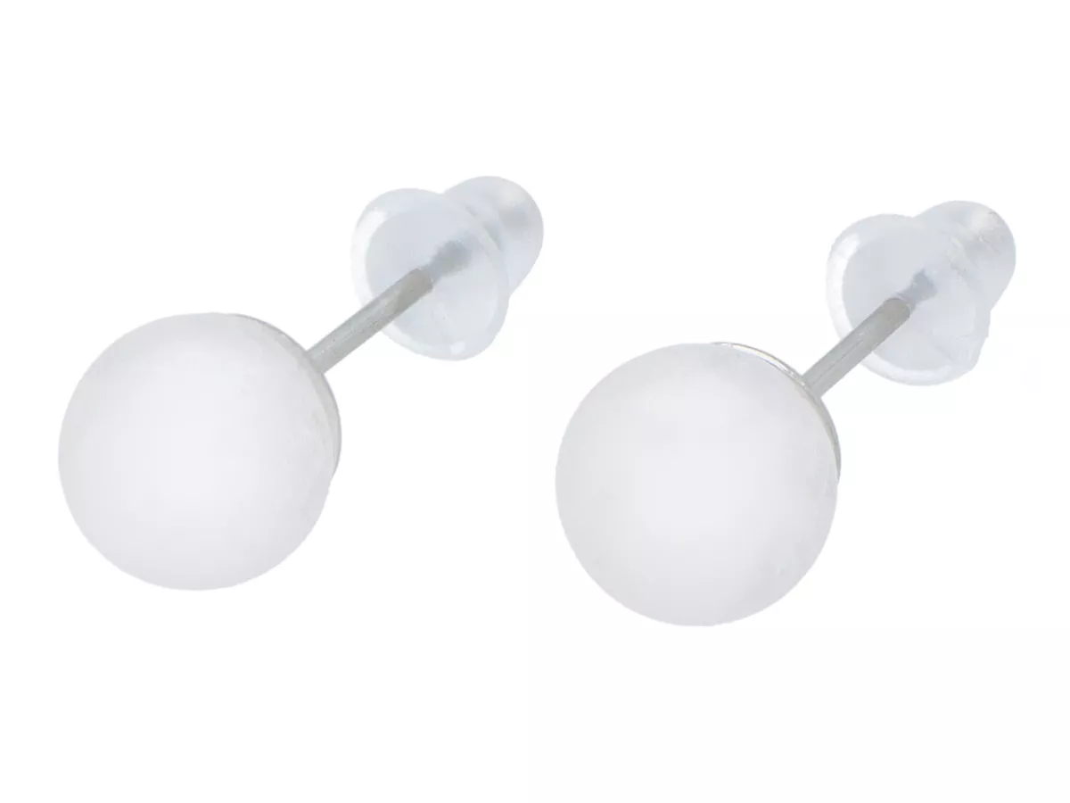 U1W76 KOLCZYKI KWARC RÓŻOWY I STAL CHIRURGICZNA 1 PARA