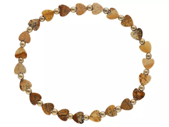 R4Z97 BRANSOLETKA JASPIS OBRAZKOWY SERCE I HEMATYT