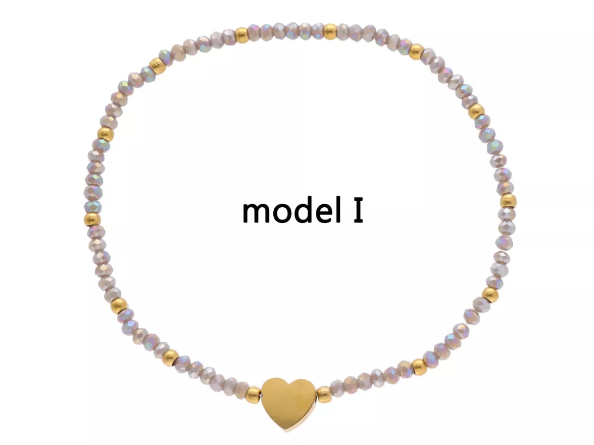 R4S72 BRANSOLETKA KRYSZTAŁKI HEMATYT I STAL CHIRURGICZNA NA GUMCE