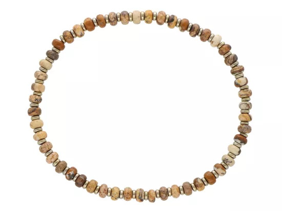 R5E90 BRANSOLETKA JASPIS OBRAZKOWY I HEMATYT