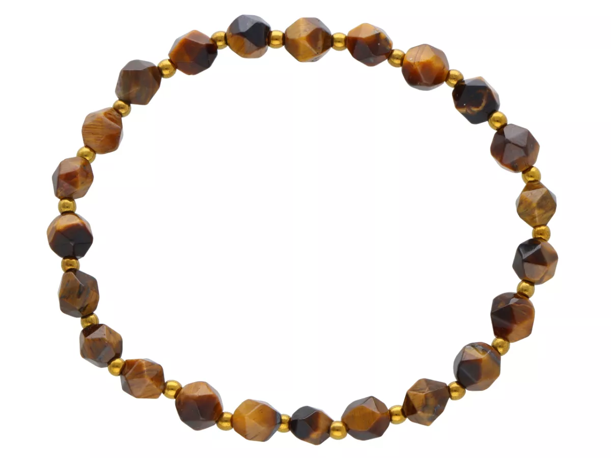 R4M11 BRANSOLETKA TYGRYSIE OKO DIAMENTOWY KULE FASETOWANE 6 mm