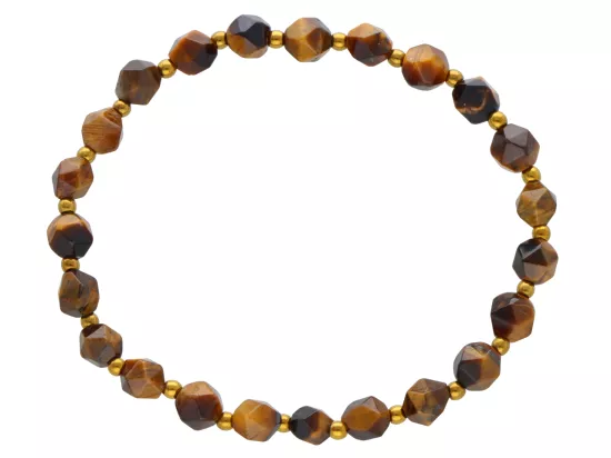 R4M11 BRANSOLETKA TYGRYSIE OKO DIAMENTOWY KULE FASETOWANE 6 mm