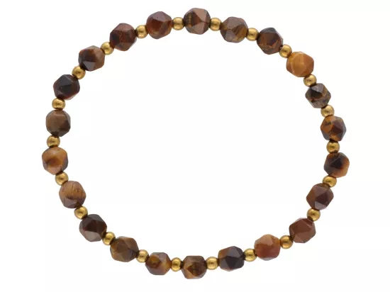 R4M11 BRANSOLETKA TYGRYSIE OKO DIAMENTOWY KULE FASETOWANE 6 mm