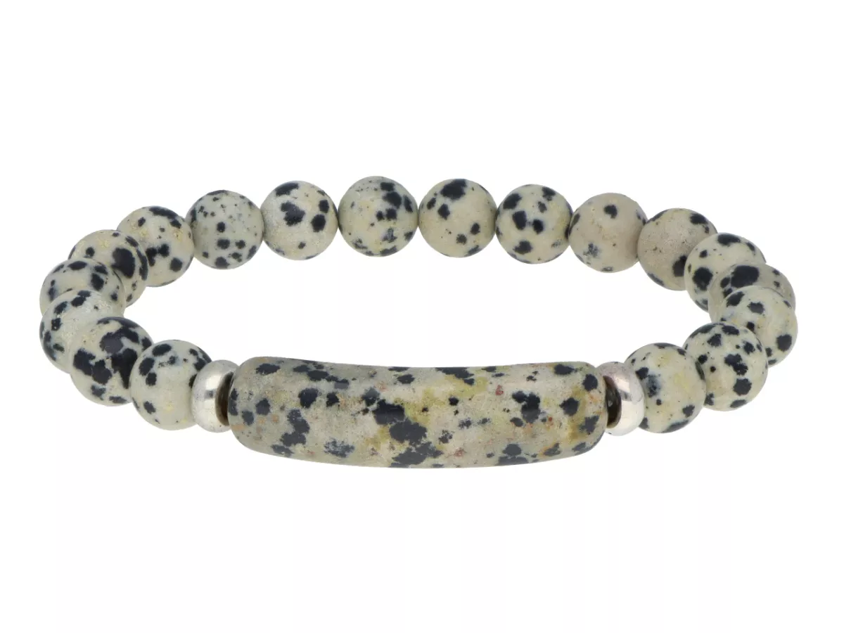 R5B61 BRANSOLETKA JASPIS DALMATYŃSKI KULE 8,5 mm