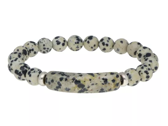 R5B61 BRANSOLETKA JASPIS DALMATYŃSKI KULE 8,5 mm