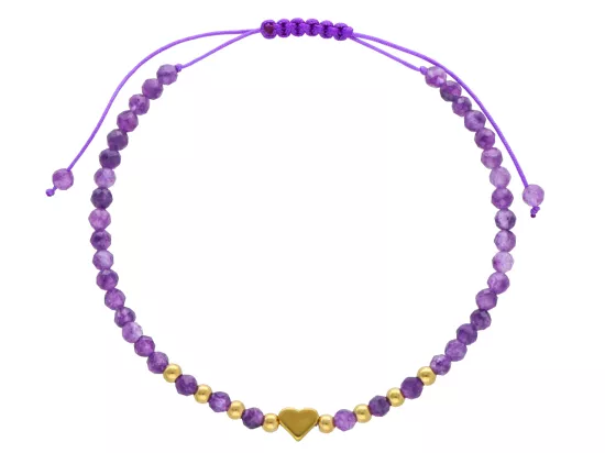 R4S06 BRANSOLETKA SHAMBALLA AMETYST I STAL CHIRURGICZNA