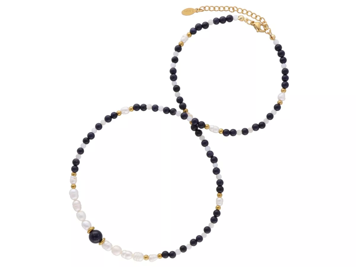 N3P51 NASZYJNIK NOC KAIRU PERŁA NATURALNA I STAL CHIRURGICZNA