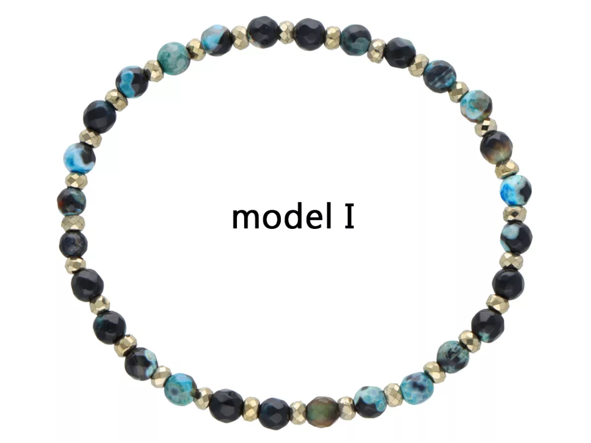 R5B07 BRANSOLETKA AGAT I HEMATYT