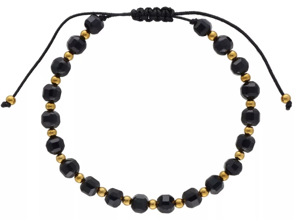 R5A64 BRANSOLETKA SHAMBALLA AGAT CZARNY I HEMATYT