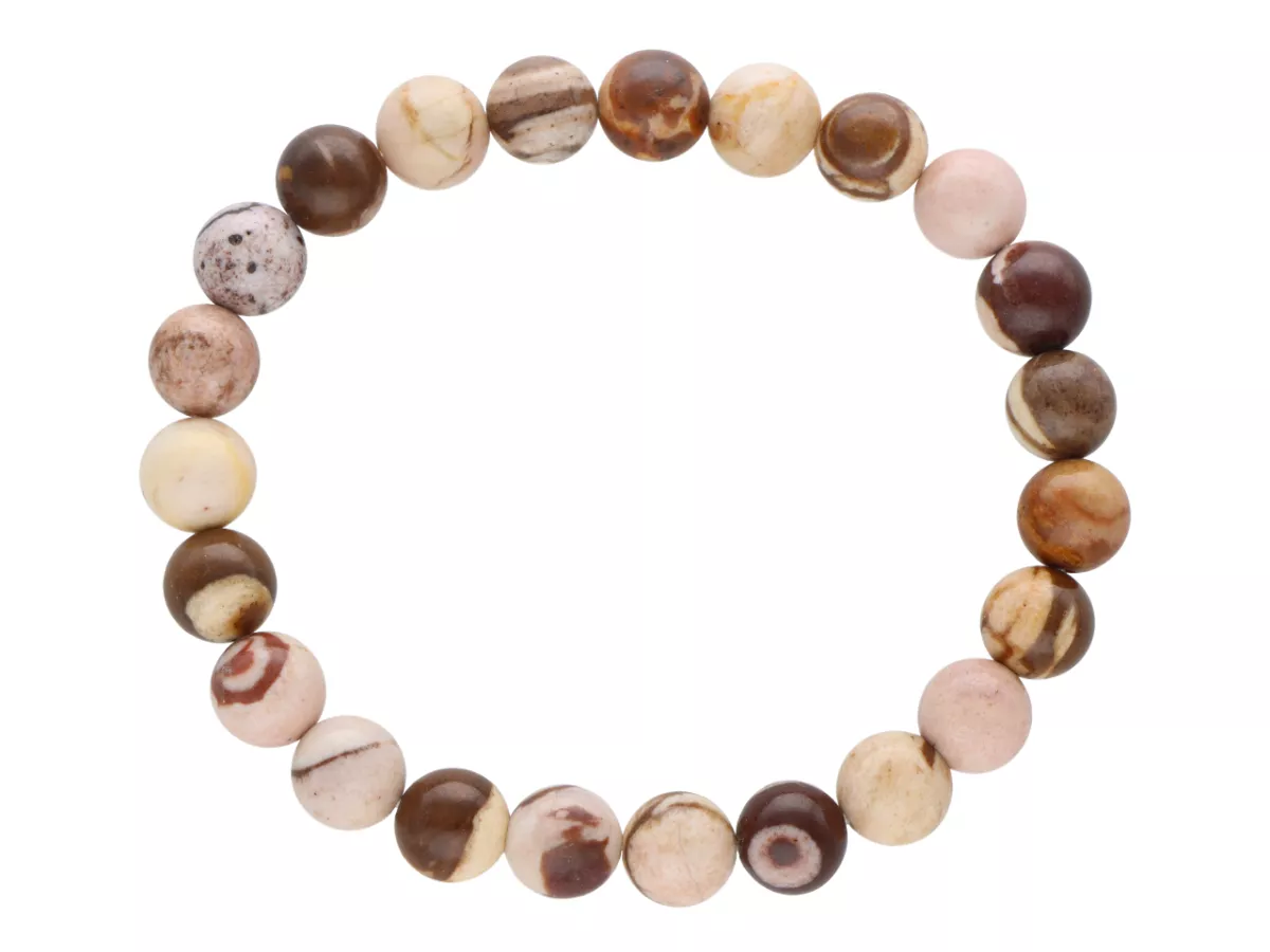 R1U97 BRANSOLETKA JASPIS ZEBRA BRĄZOWY KULE 10,5 mm