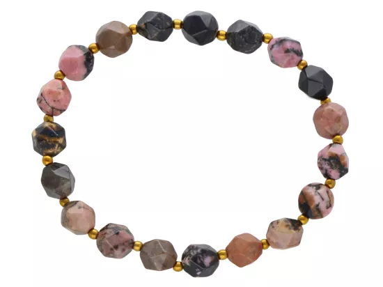 R4M32 BRANSOLETKA RODONIT DIAMENTOWY KULE FASETOWANE 8 mm