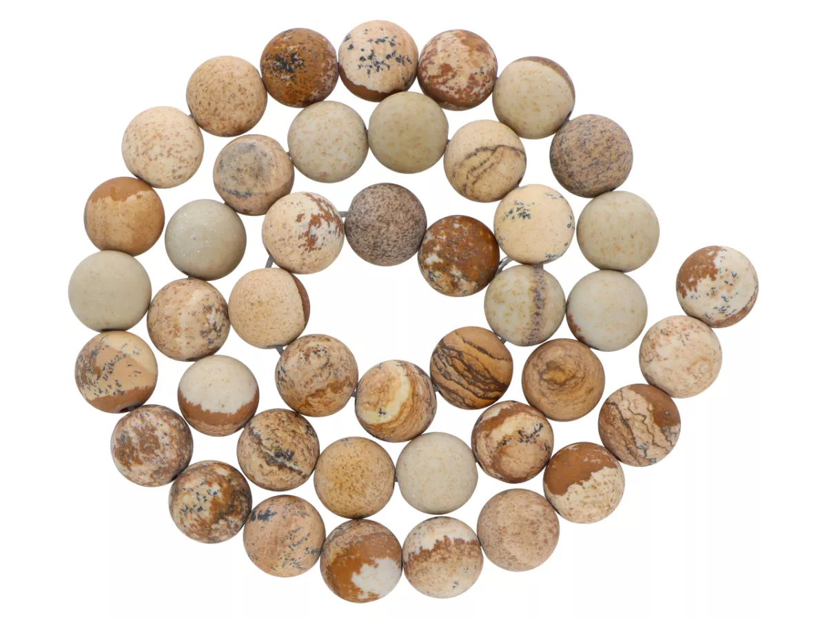 K6Y41 JASPIS OBRAZKOWY KULE MATOWE 8,5 mm - 1 SZNUR