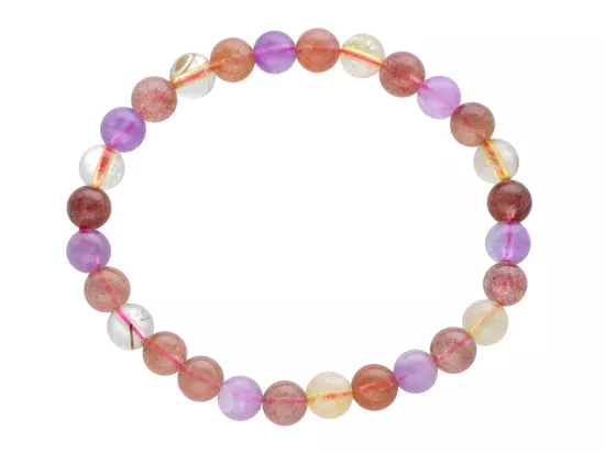 R4J93 BRANSOLETKA CYTRYN I AMETYST KULE 7 mm