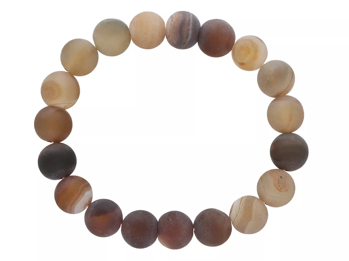 R1T89 BRANSOLETKA AGAT COFFEE MATOWY KULE 10,5 mm