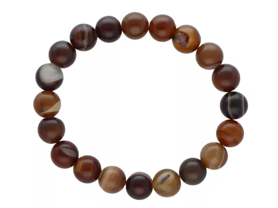 R1T89 BRANSOLETKA AGAT COFFEE MATOWY KULE 10 mm